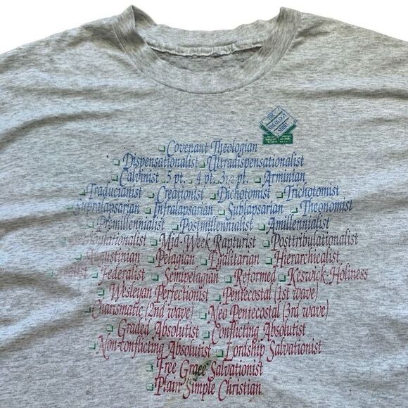 Vintage 80s Jesus Tee The Theology Shirt Religion T-Shirt - Picture 2 of 3